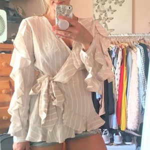 ✨Leith pinstriped career wrap blouse!